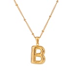 Gold color / 1 Piece Simple Casual Style Letter B Shape Stainless Steel  Gold Color Women's Pendant Necklace Picture2